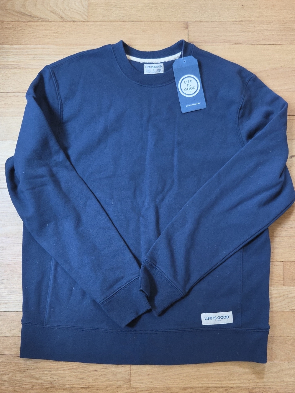 Life is Good Men's Navy Blue Solid Simply True Crewneck Sweatshirt NWT L